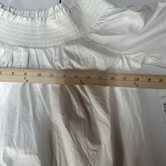 Melissa Paige Off Shoulder Top Medium Cotton White Lagenlook Drape 3/4 Sleeve - Picture 9 of 11